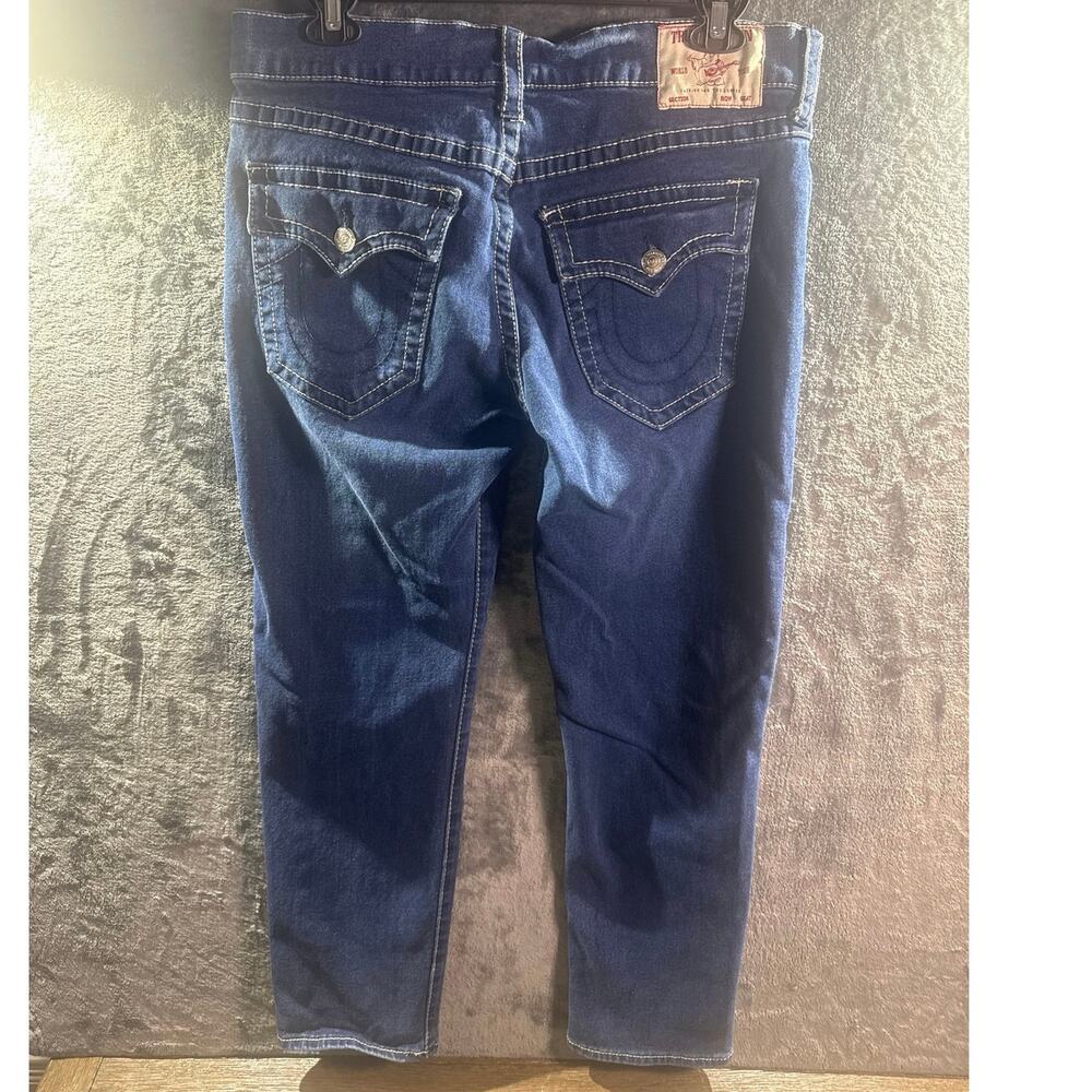 True Religion Geno Relaxed Slim Jeans Size 36 Men Big T Flap Pocket Blue Denim